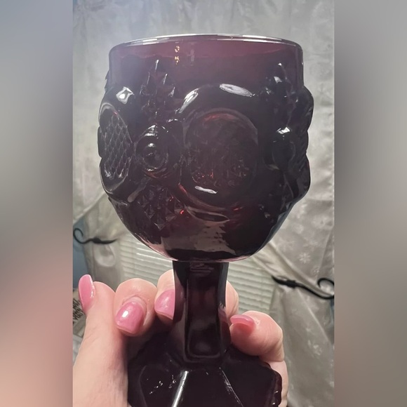 Vintage Avon Cape Cod 1876 Ruby Red Glass 1 Small Cordial Wine Goblet Textured - Picture 10 of 10